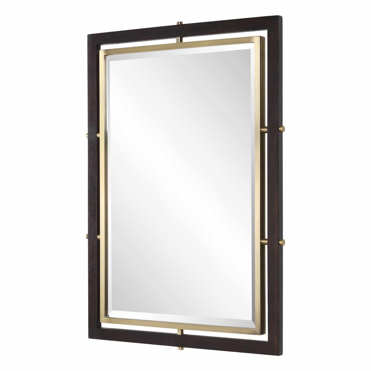 Bach Walnut & Brass Rectangle Mirror