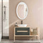 Bali White Ribbed Oval Mirror