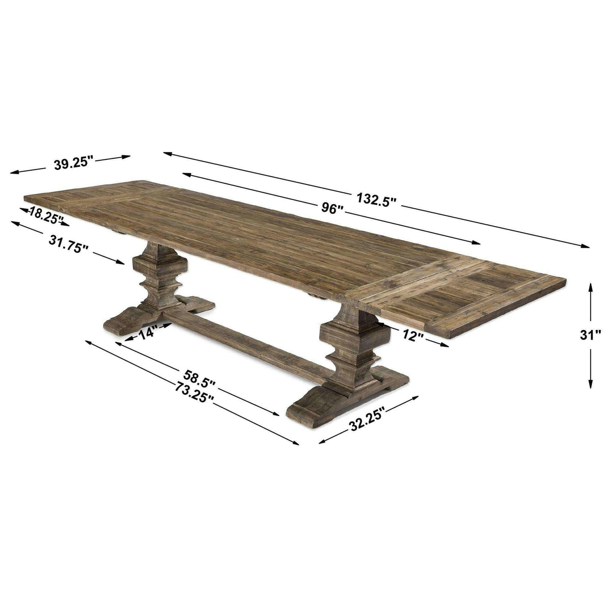 Baldrick Extension Dining Table - Warm Honey.