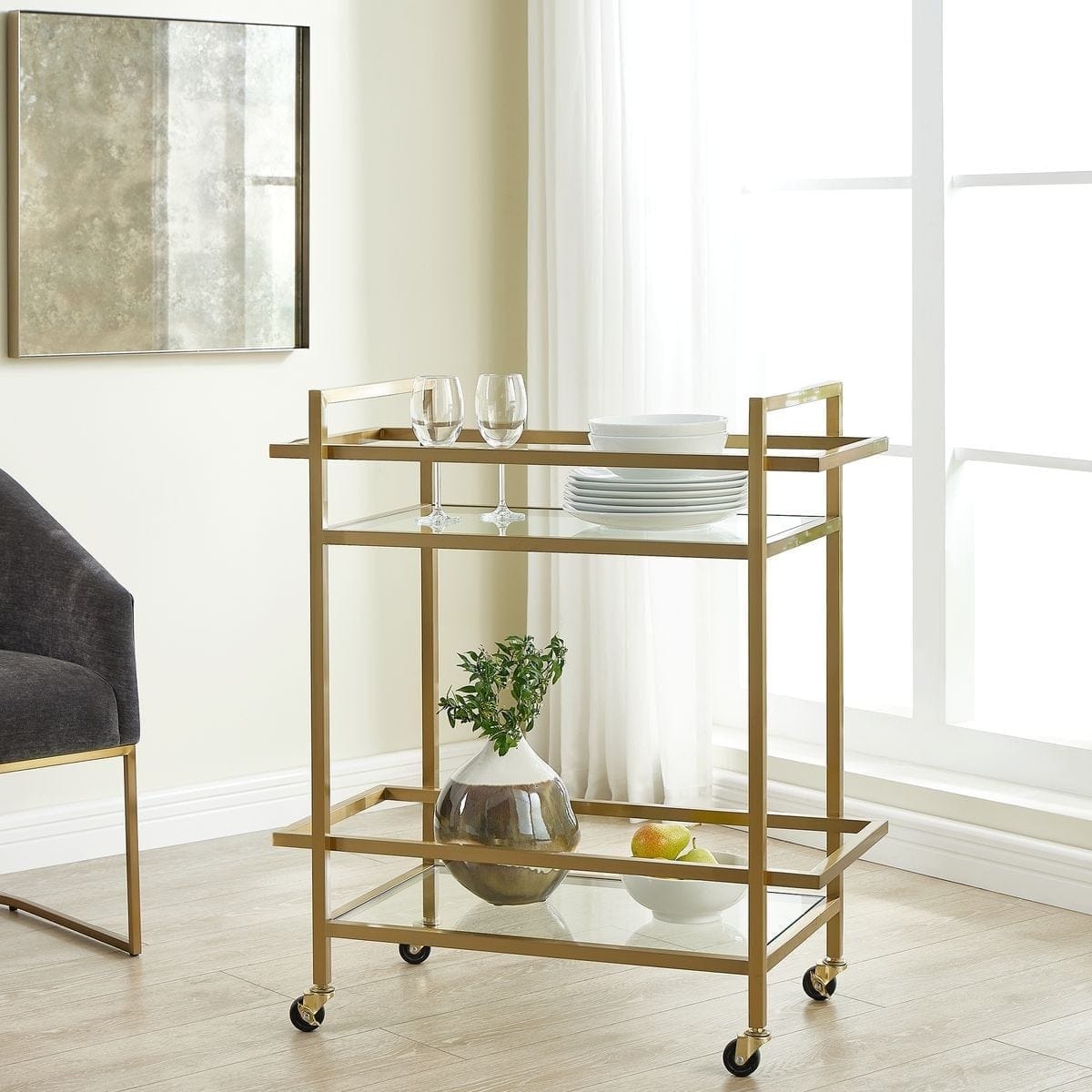 Uttermost Dining Erena Brass Bar Cart House of Isabella UK