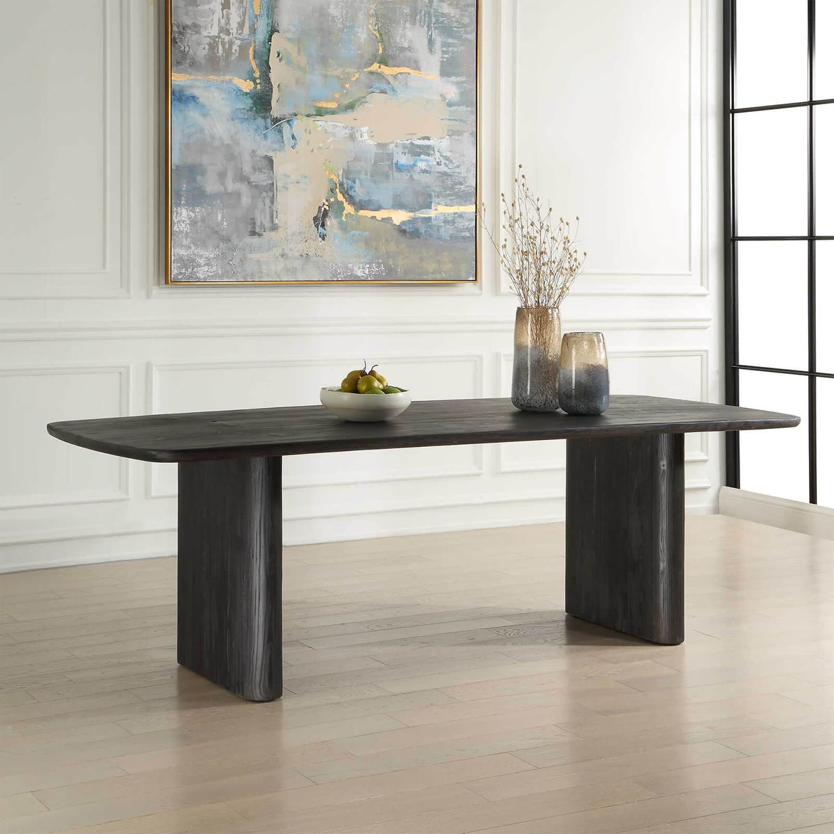 Uttermost Dining Kirin Reclaimed Fir Dining Table in Black - 244cm House of Isabella UK
