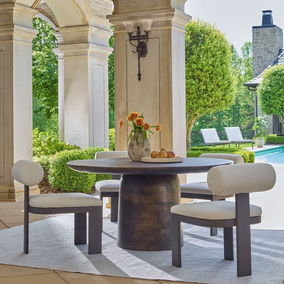 Uttermost Dining Madrone Indoor/Outdoor Dining Table in Golden Dark Bronze House of Isabella UK