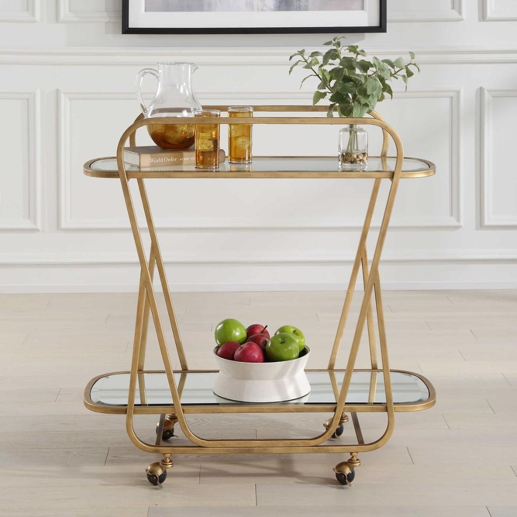 Uttermost Dining Swain Brass Serving Cart House of Isabella UK