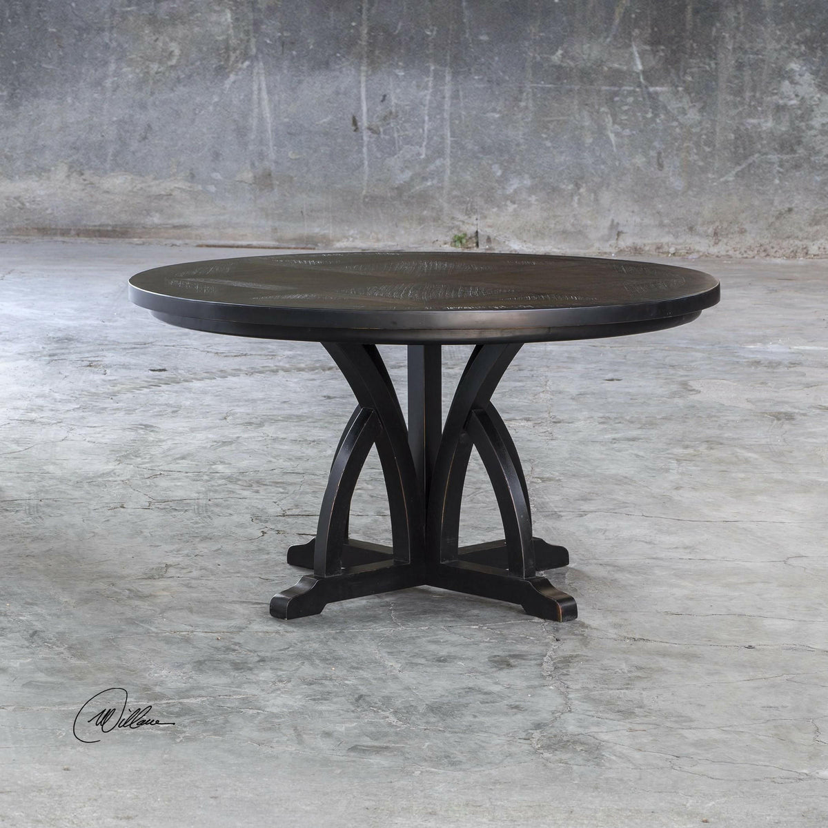 Maiva Round Black Dining Table.