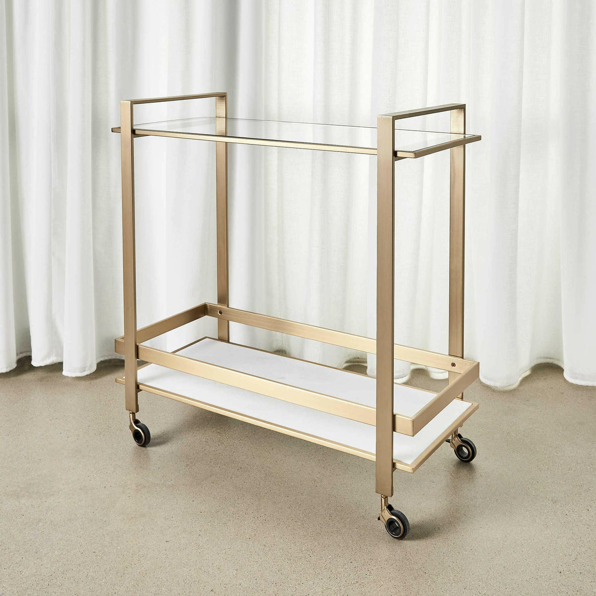 Roll Along Bar Cart - Brass.