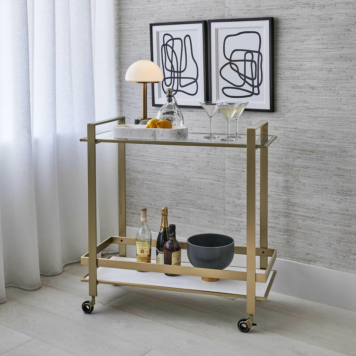 Roll Along Bar Cart - Brass.