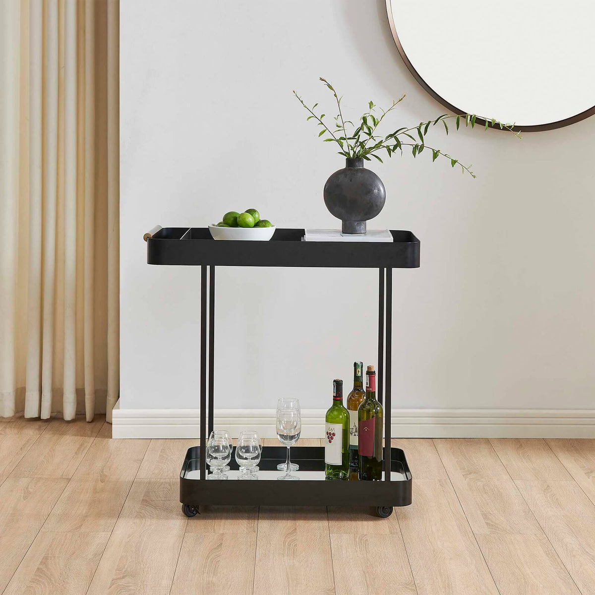 Uttermost Dining Vesper Iron Bar Cart in Black House of Isabella UK