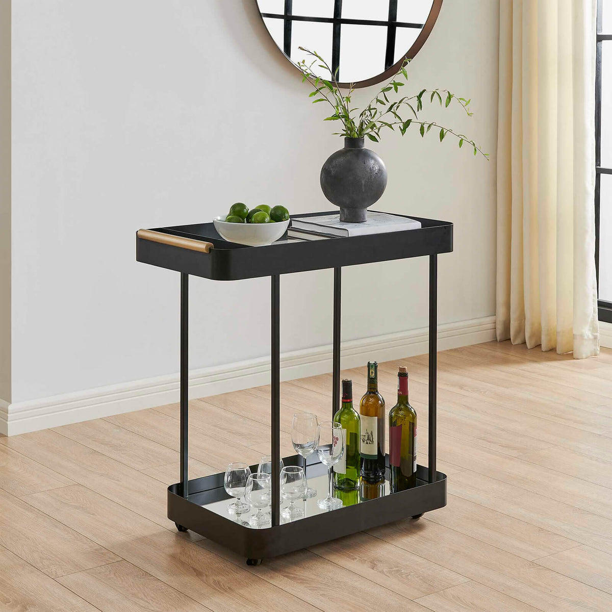 Uttermost Dining Vesper Iron Bar Cart in Black House of Isabella UK