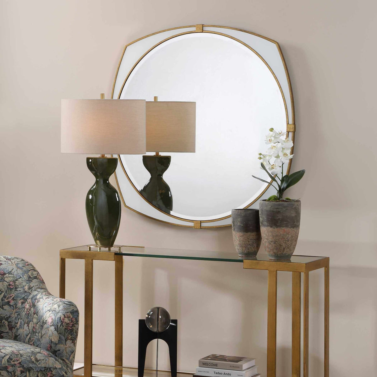 Estella White Round Mirror