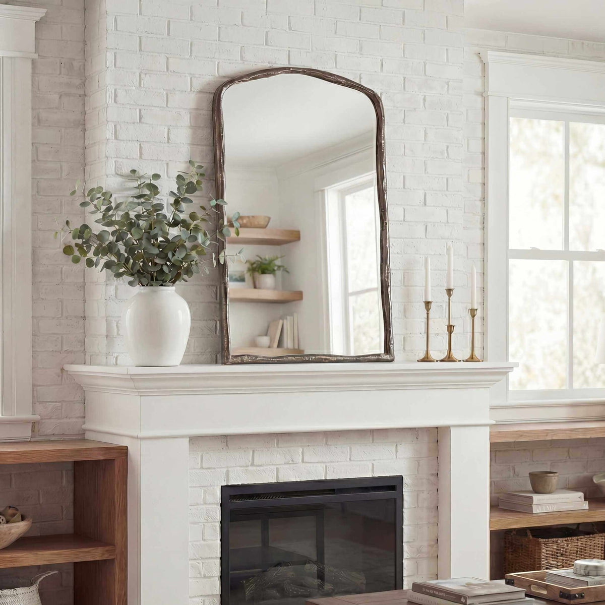 Hammered Antique Nickel Arch Mirror