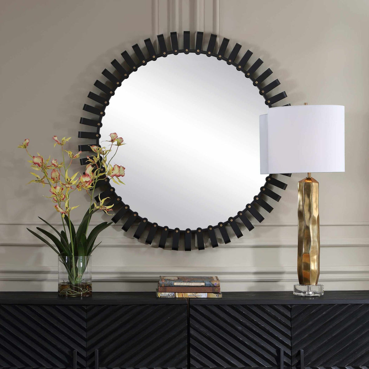 Jael Round Iron Bands Mirror