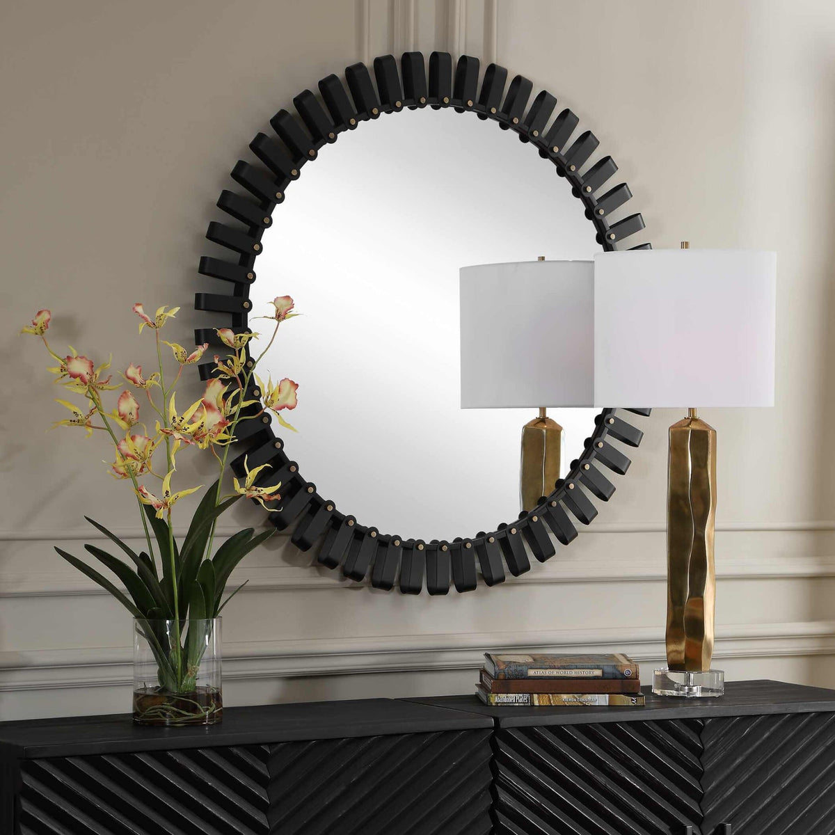 Jael Round Iron Bands Mirror