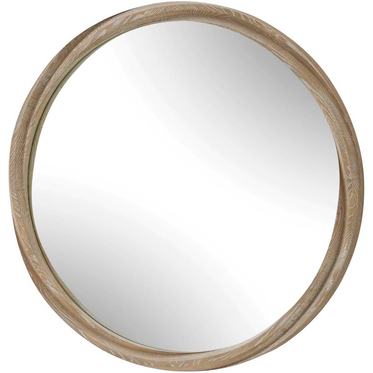 Landry Round Light Wood Mirror