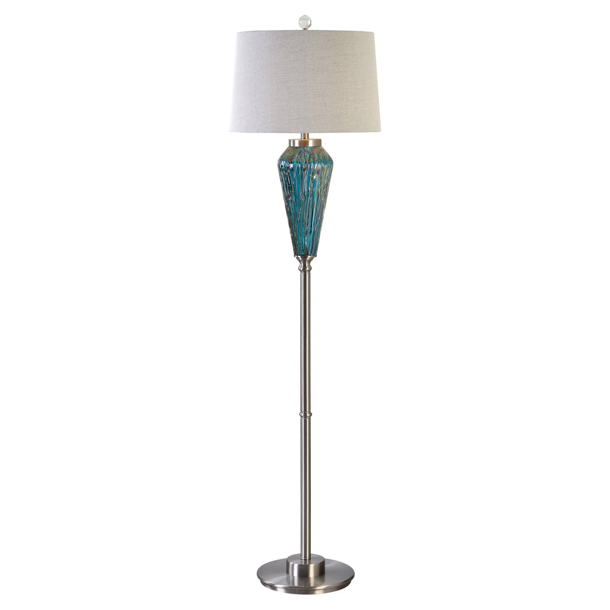 Uttermost Lighting Almanzora Blue Glass Floor Lamp House of Isabella UK