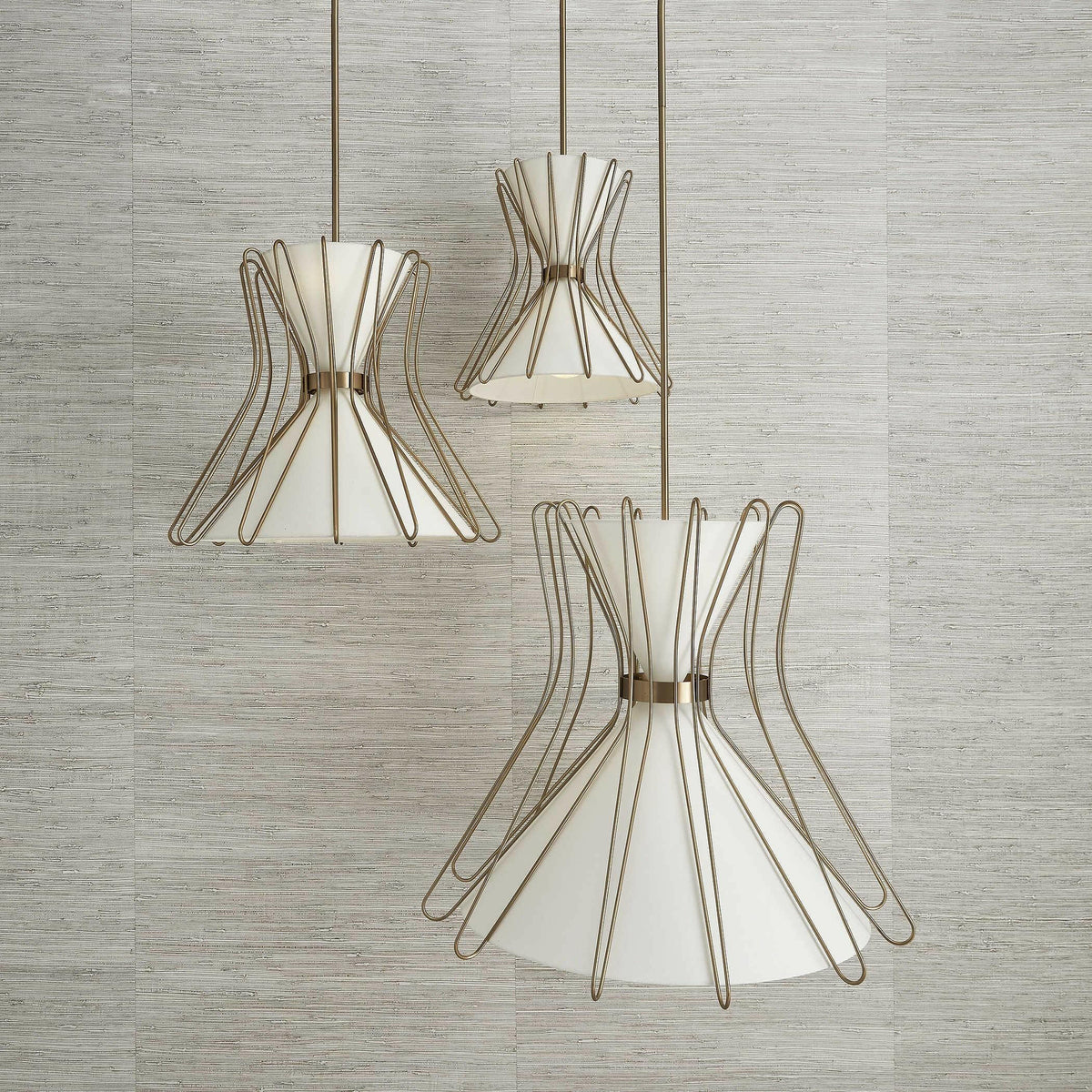 Boomerang, 4 Lt Pendant - Brass Grande.