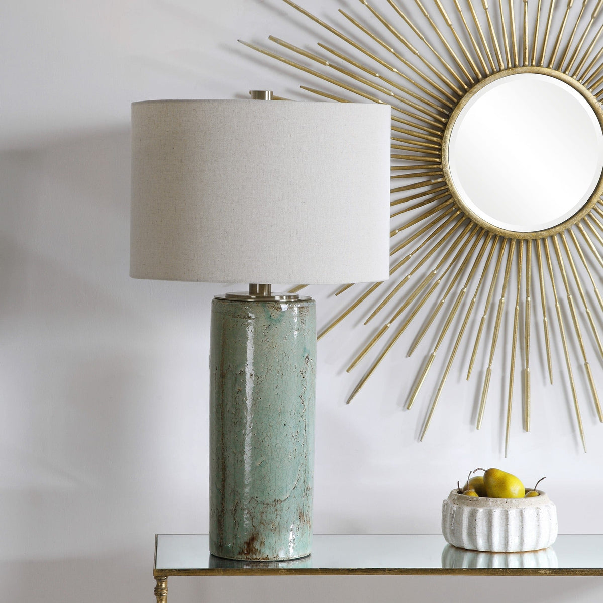 Uttermost Lighting Callais Crackled Aqua Table Lamp House of Isabella UK