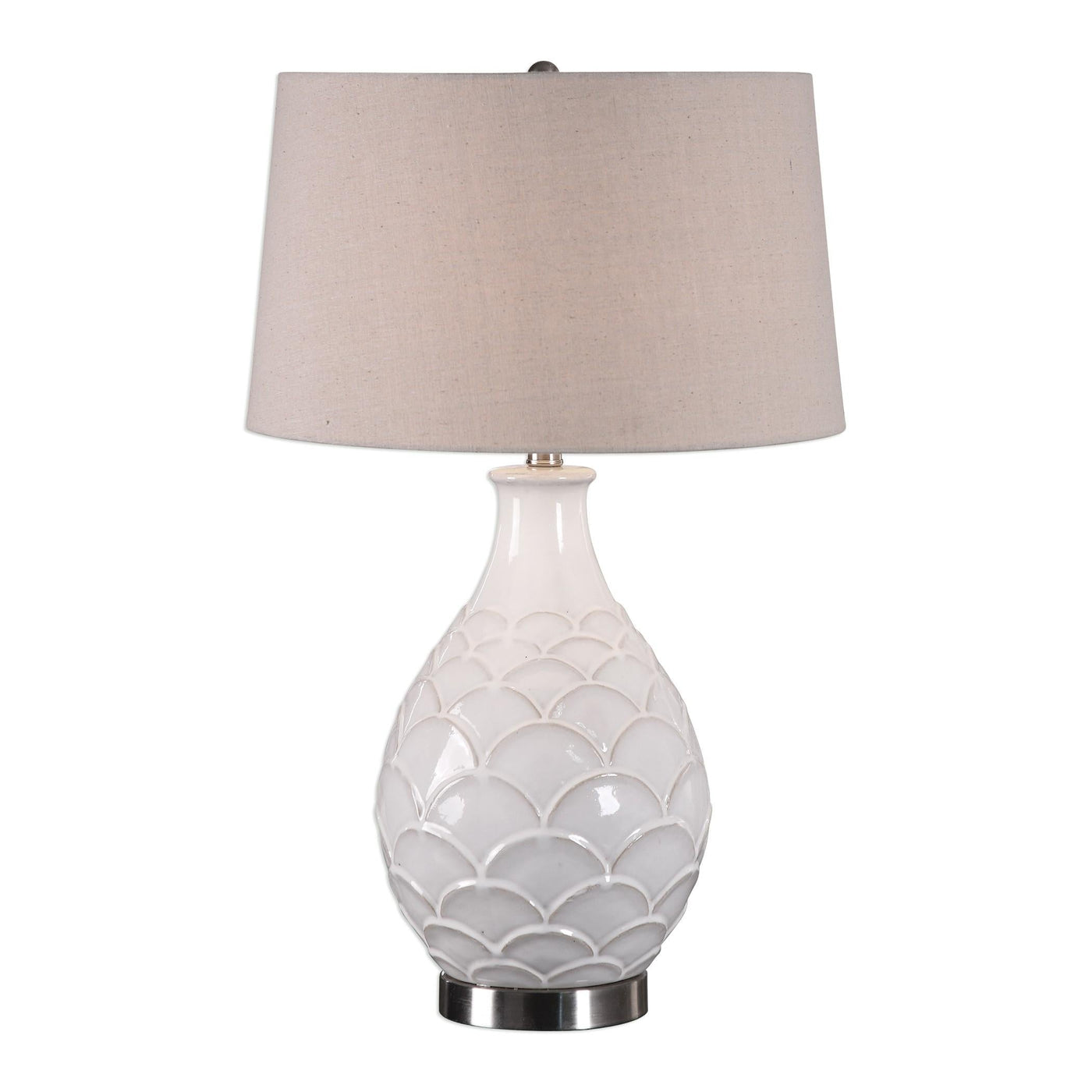 Uttermost Lighting Camellia Glossed White Table Lamp House of Isabella UK