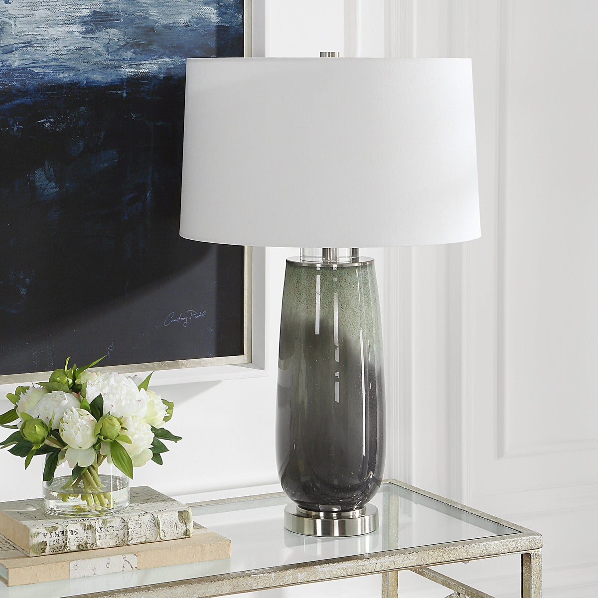 Uttermost Lighting Campa Gray-Blue Table Lamp House of Isabella UK