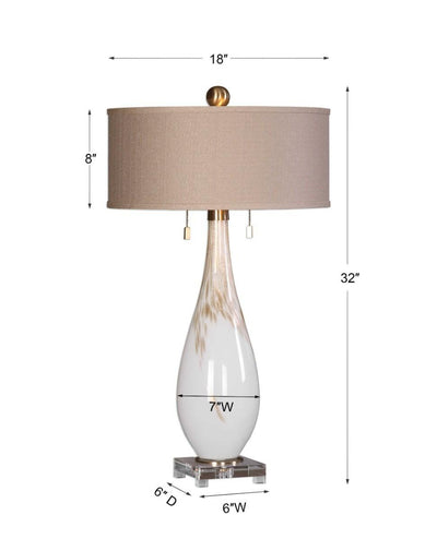 Uttermost Lighting Cardoni White Glass Table Lamp House of Isabella UK