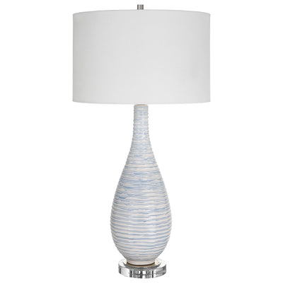 Uttermost Lighting Clariot Ribbed Blue Table Lamp House of Isabella UK