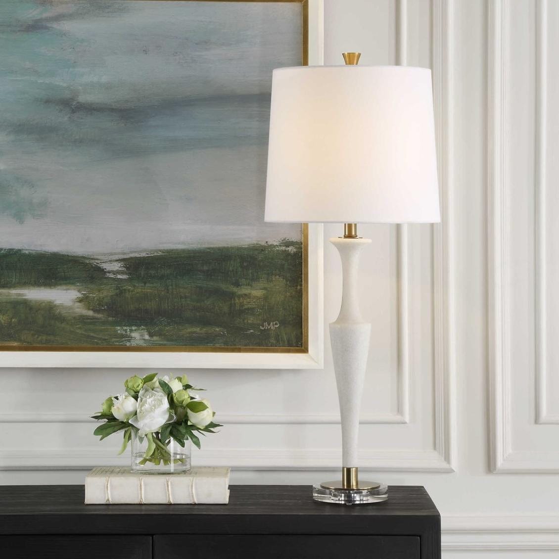 Colette White Stone Table Lamp.