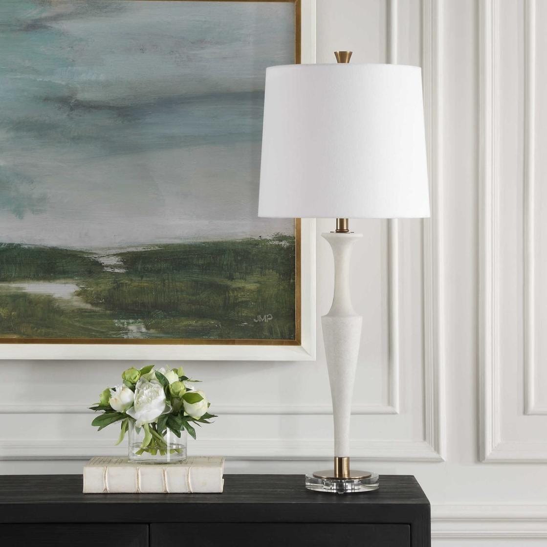 Colette White Stone Table Lamp.