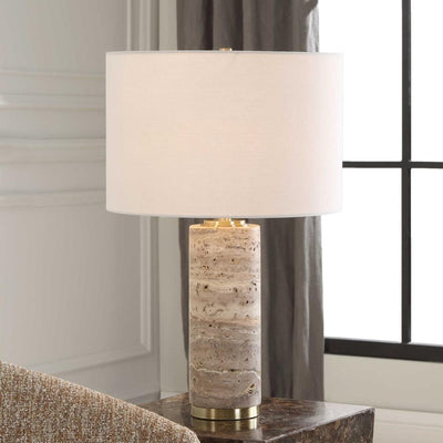 Uttermost Lighting Cortado Travertine Table Lamp House of Isabella UK