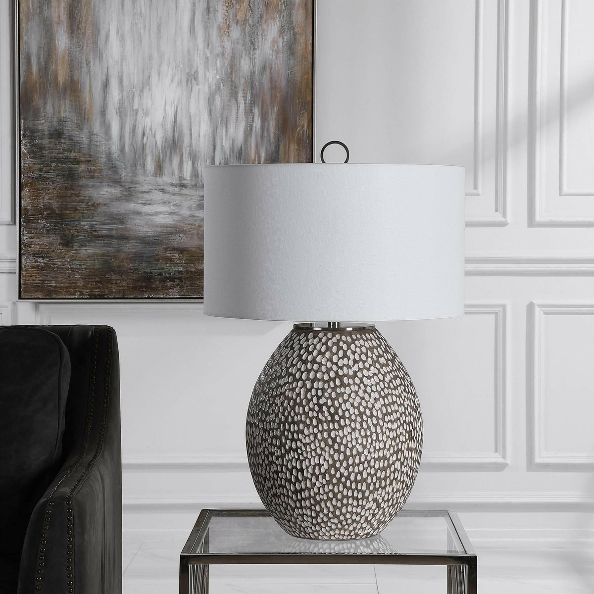 Cyprien Gray White Table Lamp.