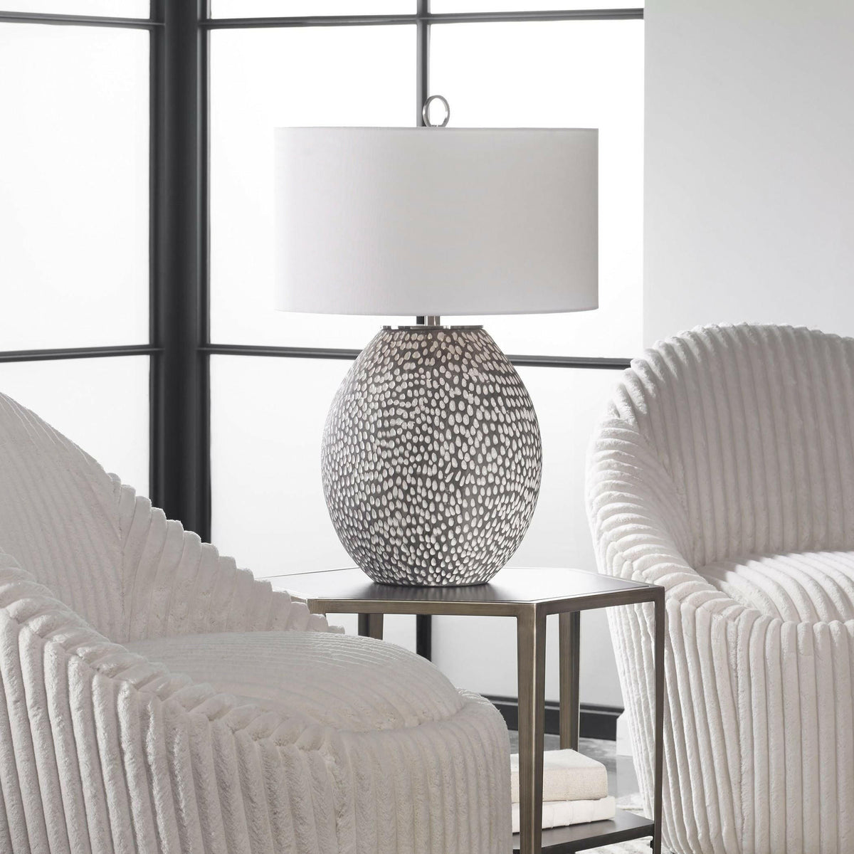Cyprien Gray White Table Lamp.
