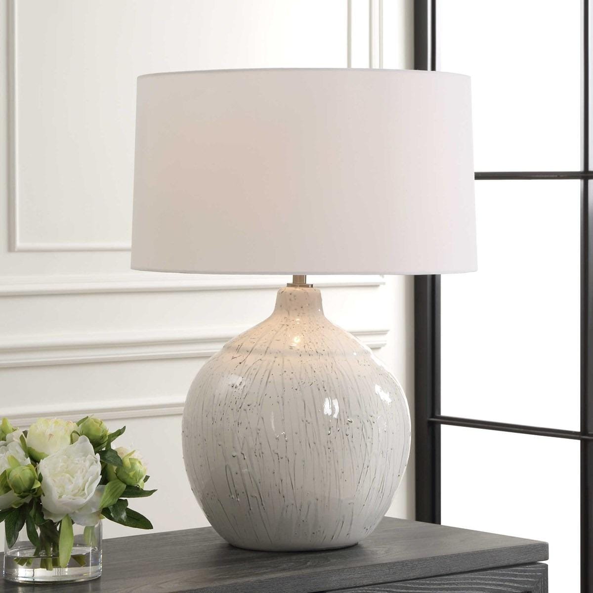Uttermost Lighting Dribble White Glaze Table Lamp House of Isabella UK
