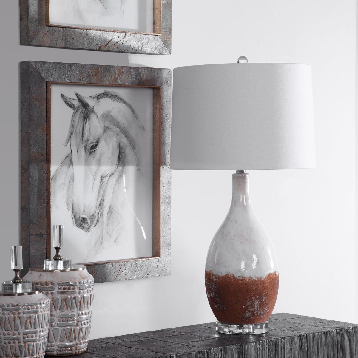 Uttermost Lighting Durango Rust White Table Lamp House of Isabella UK
