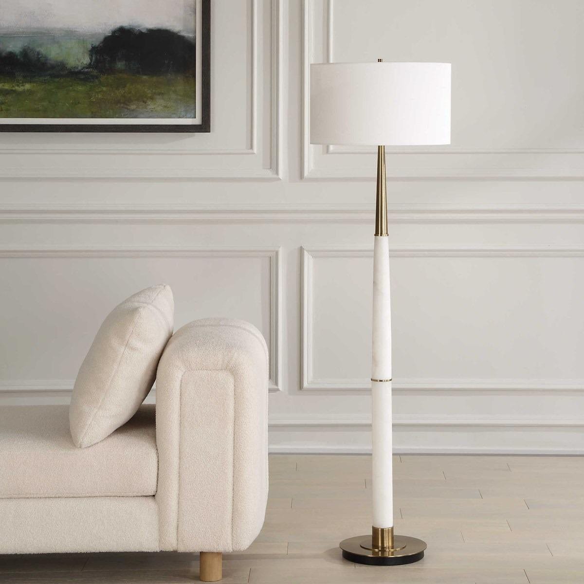 Uttermost Lighting Faro White Marble Floor Lamp House of Isabella UK