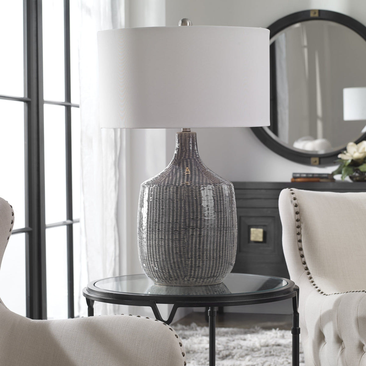 Uttermost Lighting Felipe Distressed Gray Table Lamp House of Isabella UK