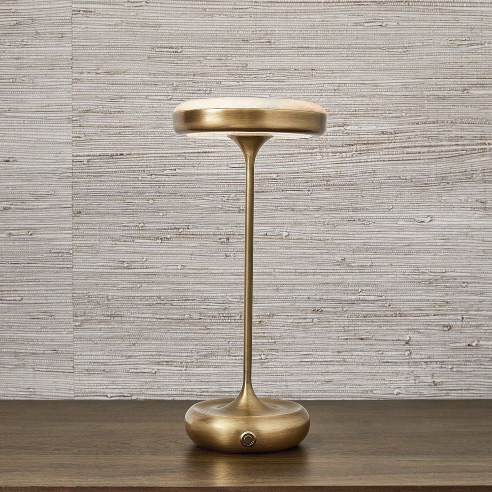 Uttermost Lighting Flat Top Rechargeable Mini Lamp in Brass House of Isabella UK