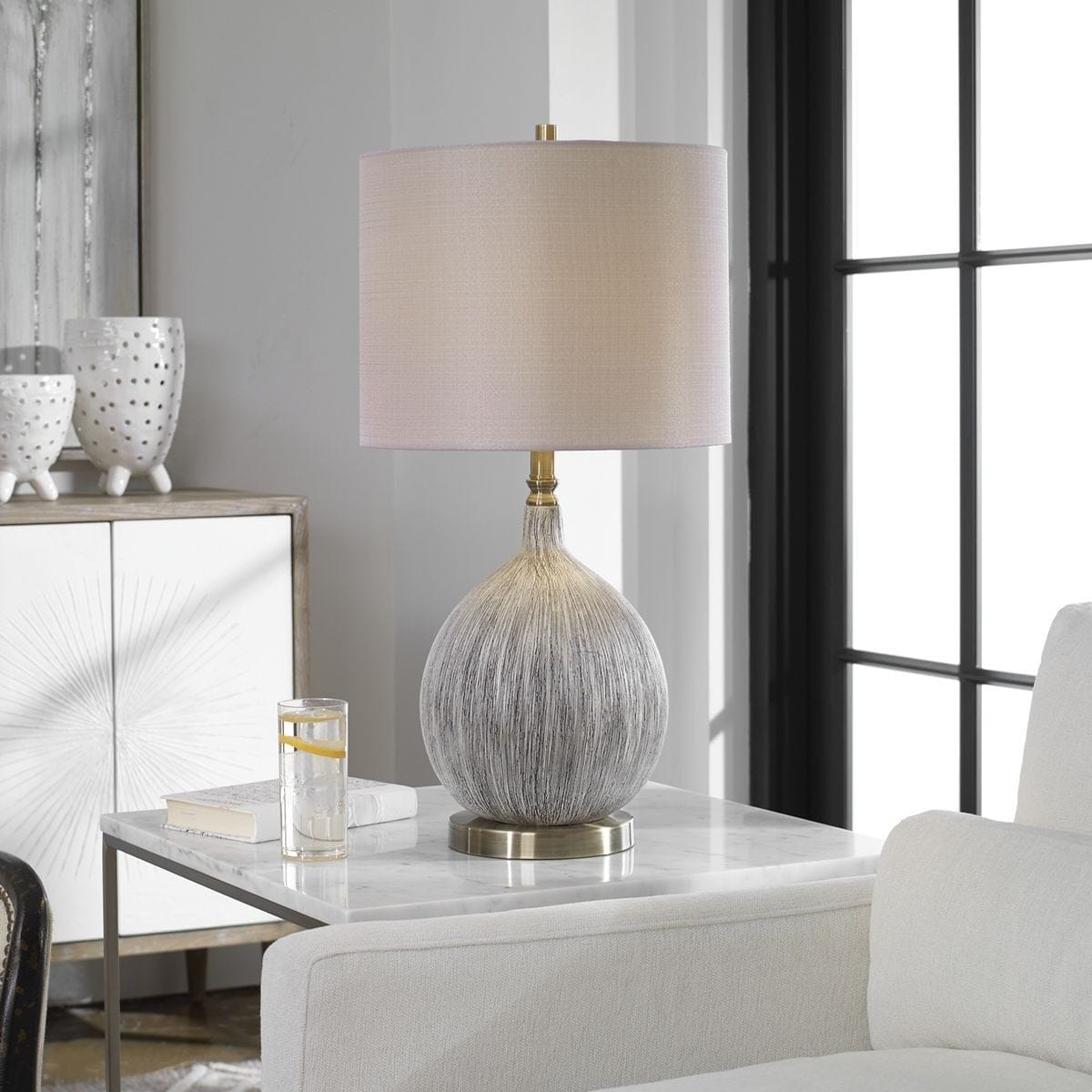 Uttermost Lighting Hedera Textured Ivory Table Lamp House of Isabella UK