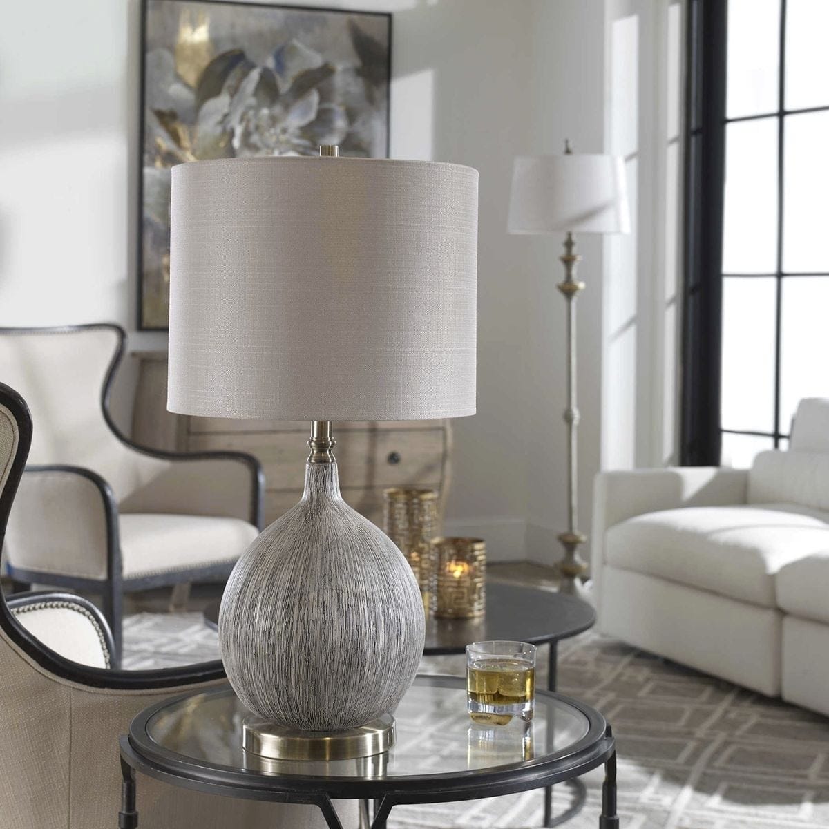 Uttermost Lighting Hedera Textured Ivory Table Lamp House of Isabella UK
