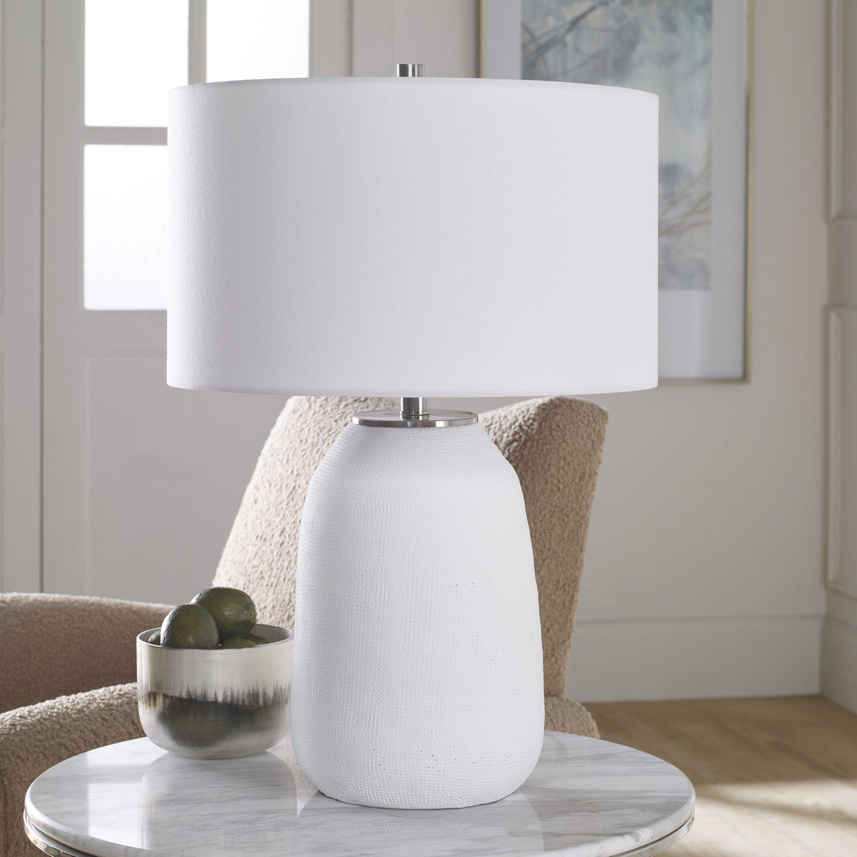 Uttermost Lighting Heir Chalk White Table Lamp House of Isabella UK