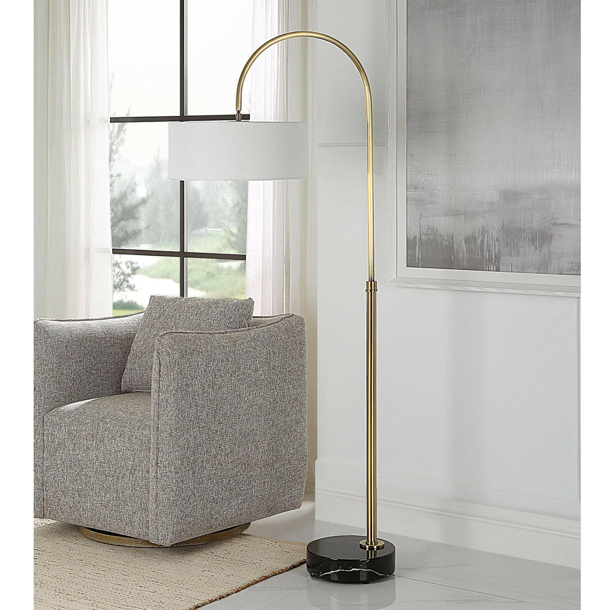 Huxford Brass Arch Floor Lamp.