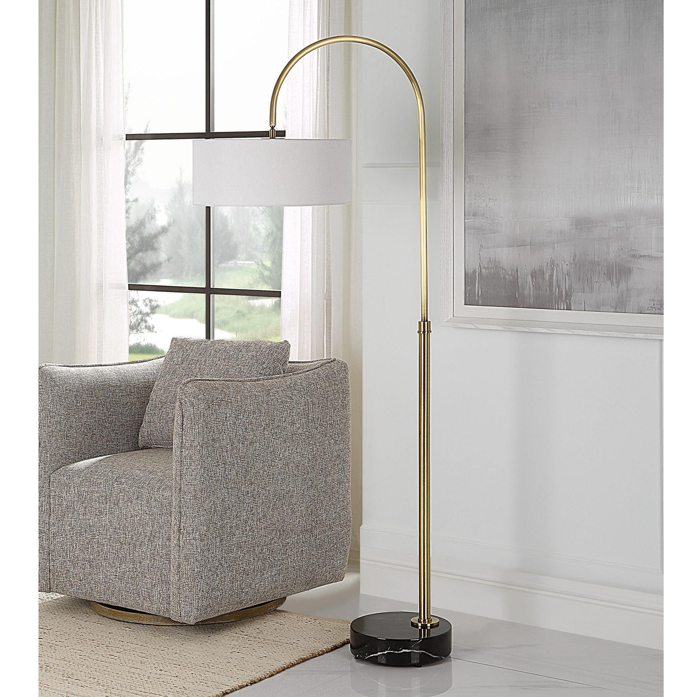 Uttermost Lighting Huxford Brass Arch Floor Lamp House of Isabella UK