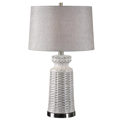 Uttermost Lighting Kansa Distressed White Table Lamp House of Isabella UK