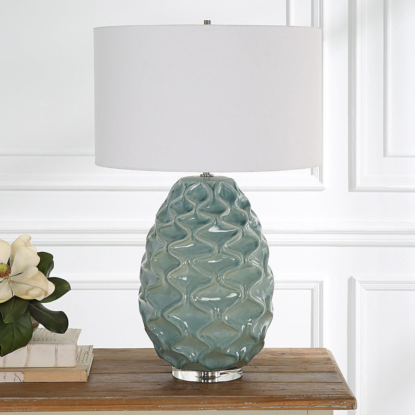 Uttermost Lighting Laced Up Sea Foam Glass Table Lamp House of Isabella UK