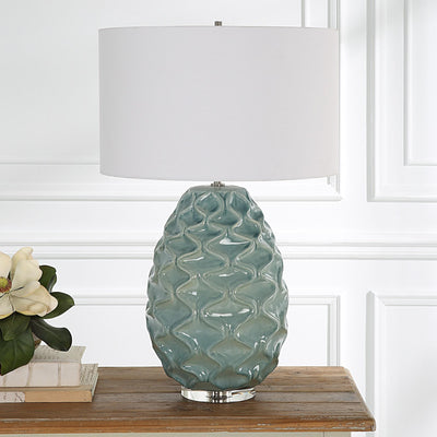 Uttermost Lighting Laced Up Sea Foam Glass Table Lamp House of Isabella UK