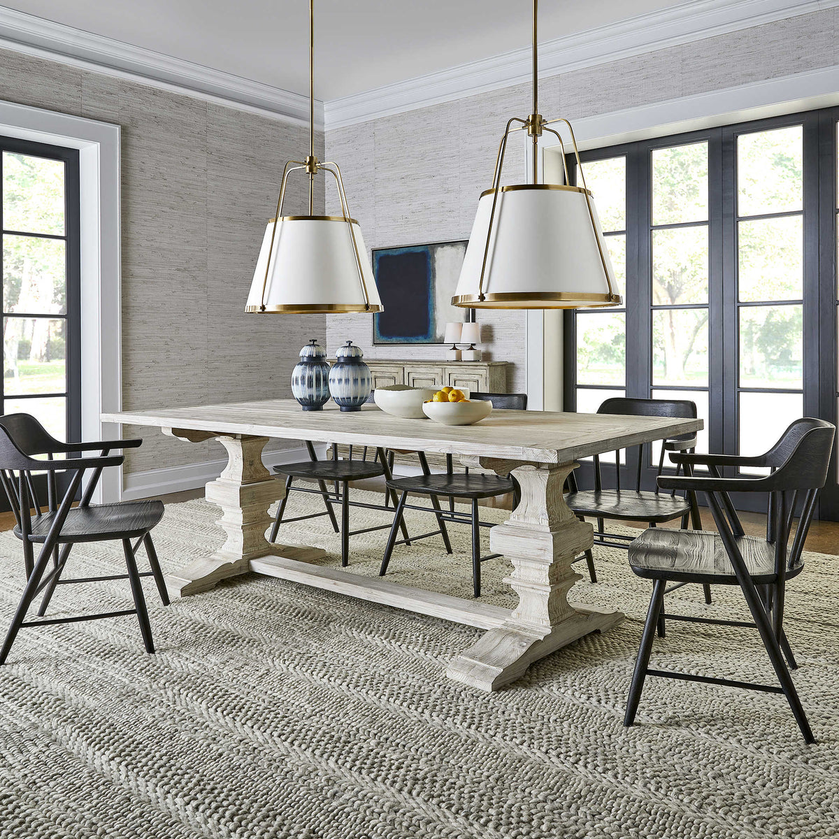 Uttermost Lighting Leather Classic 4 Light Pendant in White House of Isabella UK