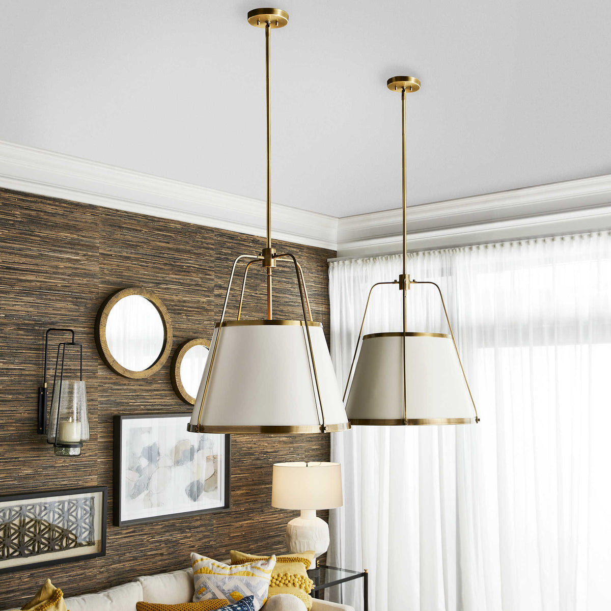 Uttermost Lighting Leather Classic 4 Light Pendant in White House of Isabella UK