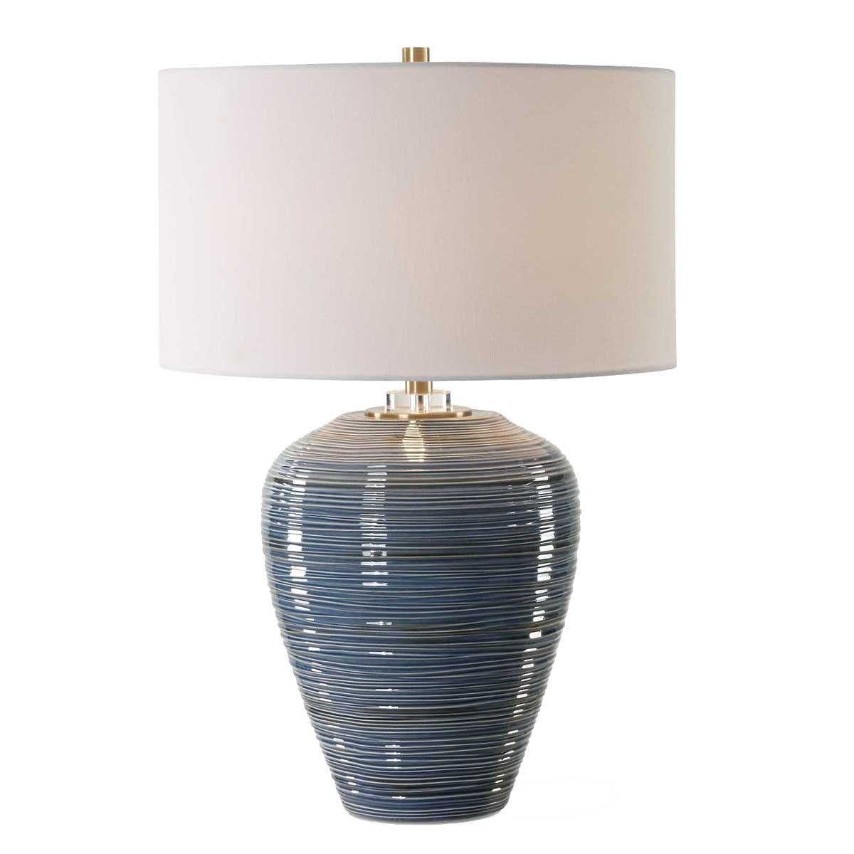 Uttermost Lighting Moher Glossy Blue Table Lamp House of Isabella UK