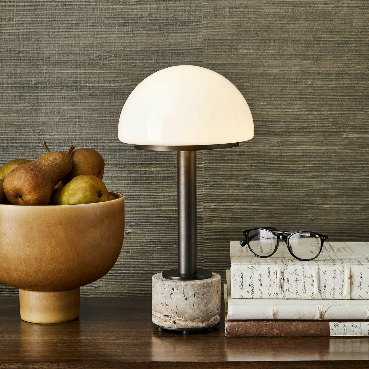 Mushroom Mini Lamp - Gray Travertine.