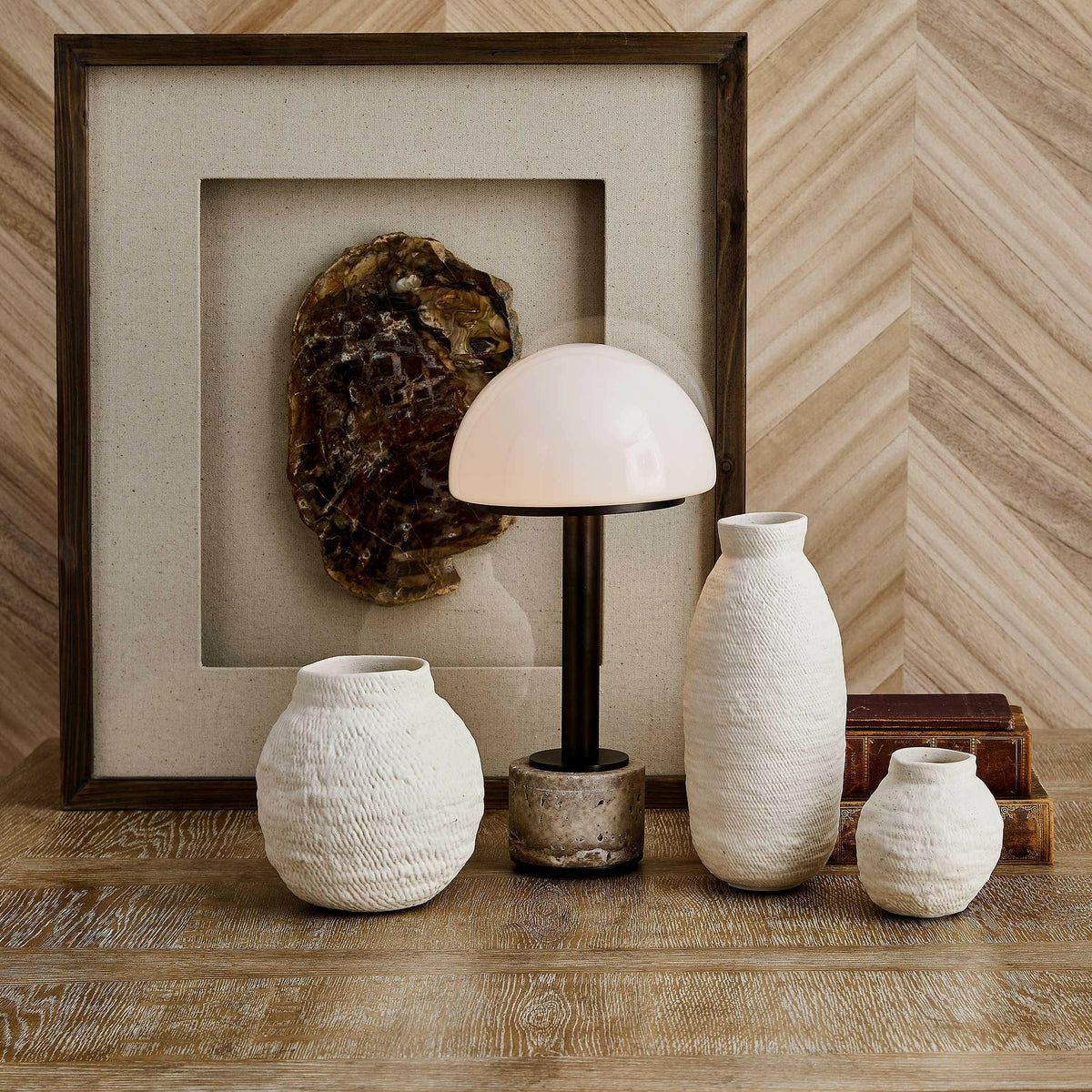 Mushroom Mini Lamp - Gray Travertine.