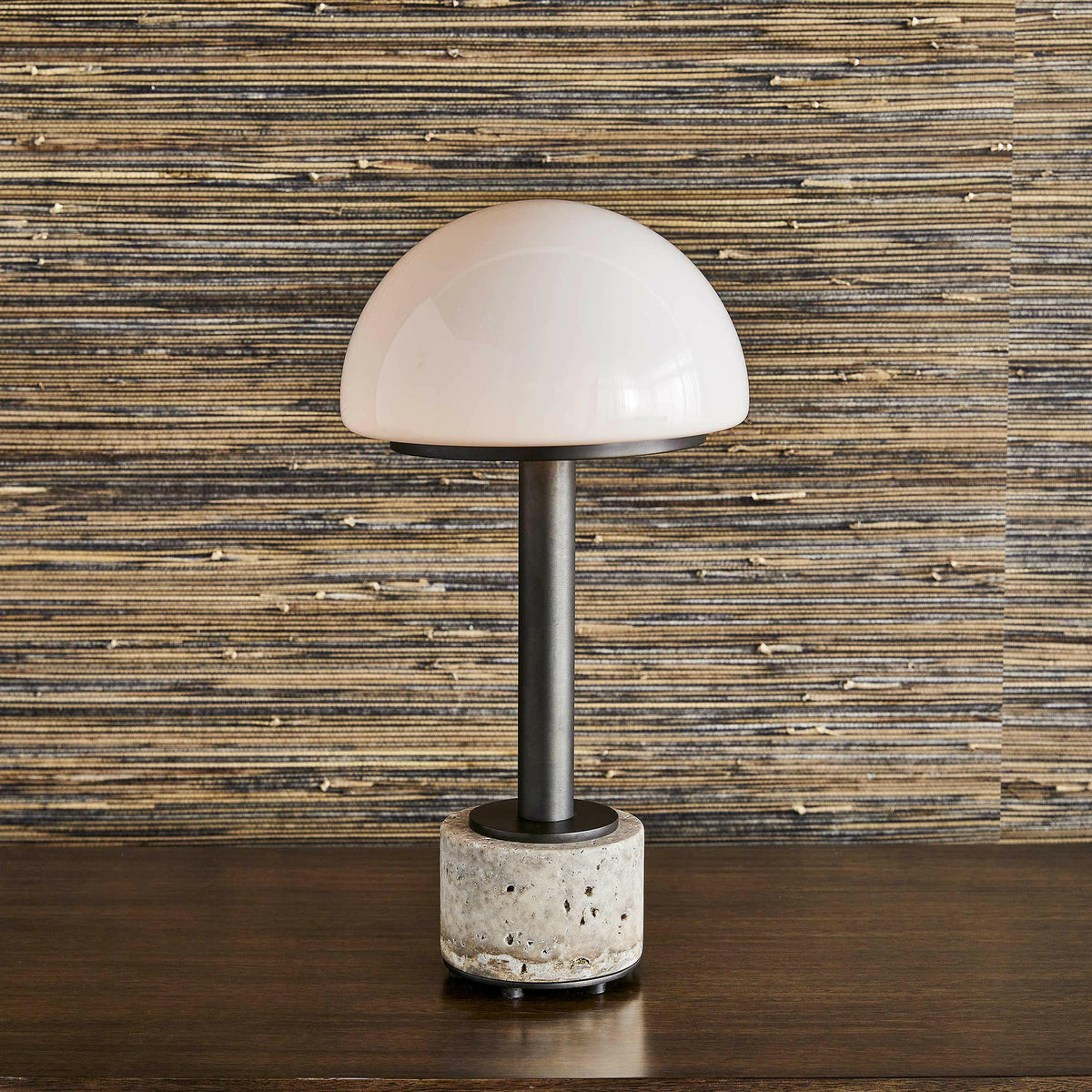 Mushroom Mini Lamp - Gray Travertine.