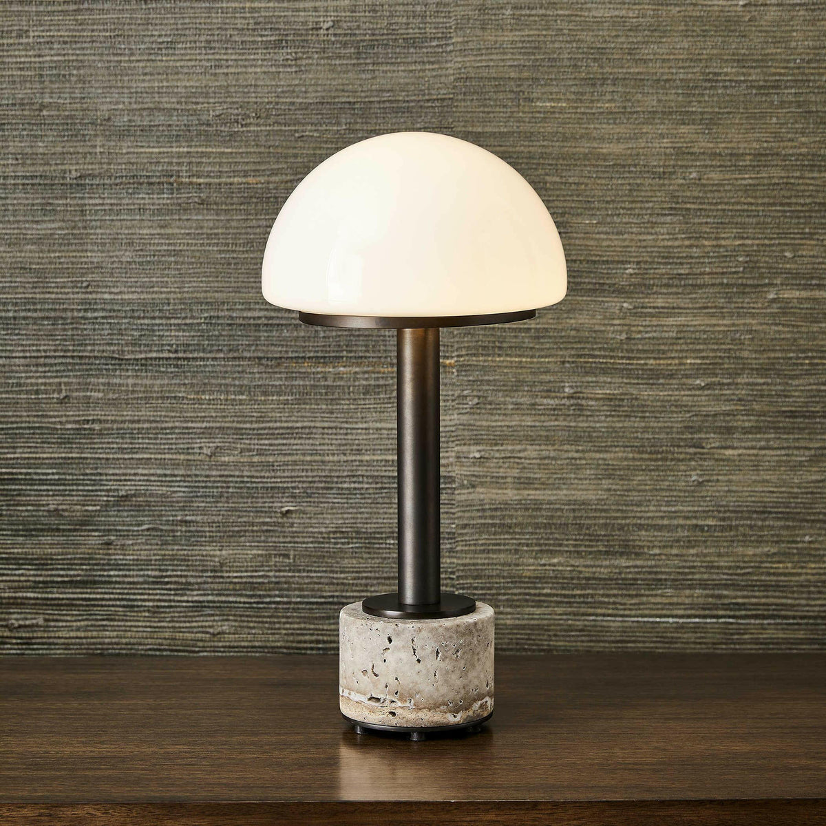 Mushroom Mini Lamp - Gray Travertine.