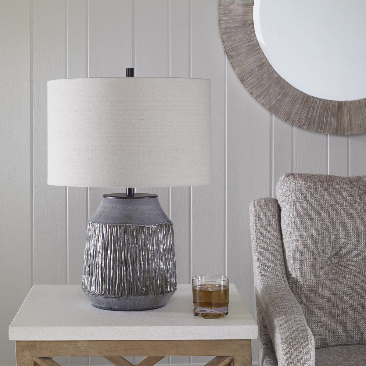 Uttermost Lighting Neolithic Blue-Gray Table Lamp House of Isabella UK